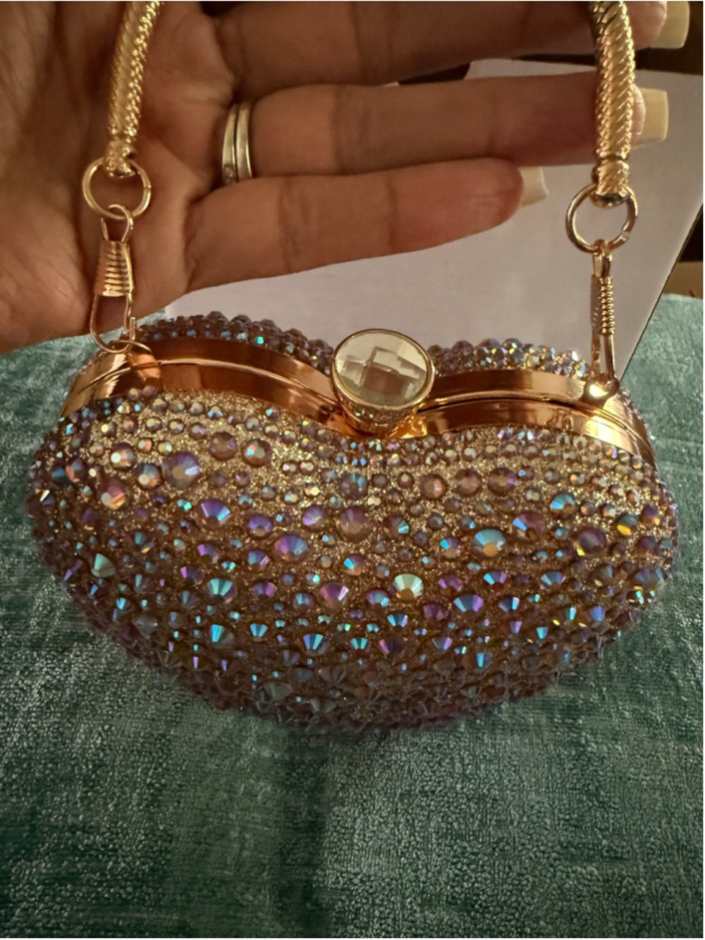 Women's Ramla Gold Iridescent Heart Shaped Clutch One Size - Picture 4 of 4